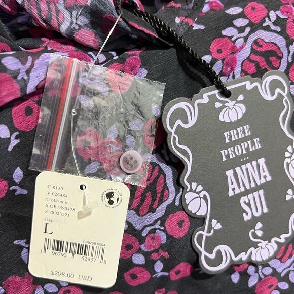 FREE PEOPLE BY ANNA SUI THE CASSIEL PRINT JUMPSUIT IN BLACK COMBO NWT - Picture 5 of 12